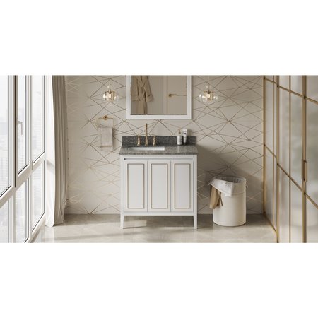 JEFFREY ALEXANDER 36In. Wht Percival Vanity, Left Offset, Boulder Vanity Cultured Mrbl Vanity Top, Undrmnt Rctngl Bowl VKITPER36WHBOR